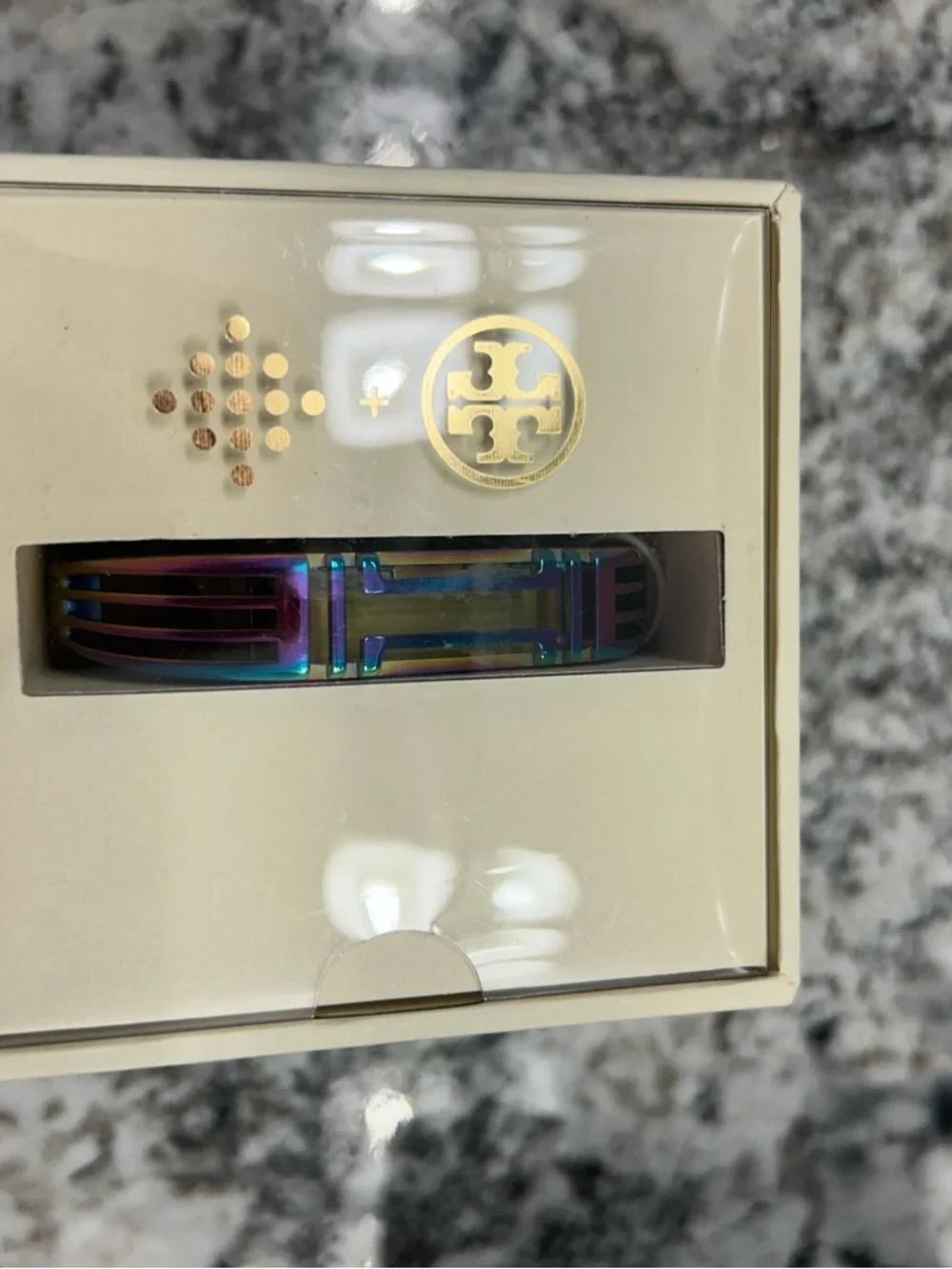 Tory Burch Fitbit Multi-Color Rainbow Metal Hinged Bracelet New in box